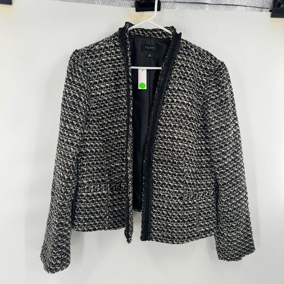 Talbots BRECKENRIDGE TWEED JACKET Women's Black and White Tweed Jacket size 16 - Picture 4 of 12